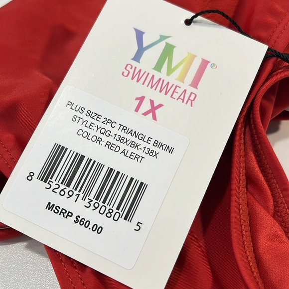 YMI SWIMWEAR Triangle Bikini Set NWT Red Alert-1X - Picture 3 of 3